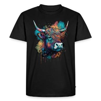 Vache des Highlands - T-shirt Premium bio Homme - noir - Devant - Nico (187cm)