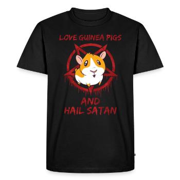 Aimez les cochons d’Inde et saluez Satan - T-shirt Premium bio Homme - noir - Devant - Nico (187cm)
