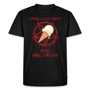 Crème glacée à la vanille et Hail satan - T-shirt Premium bio Homme - noir - Devant - Nico (187cm)