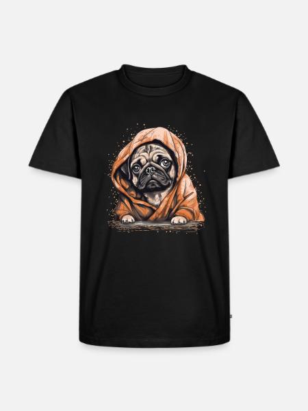 Cute Pug Little Dog - Men's Premium Organic T-Shirt - black