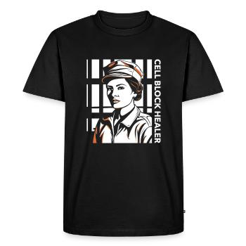 Infirmière correctionnelle guérisseuse de bloc cellulaire - T-shirt Premium bio Homme - noir - Devant - Nico (187cm)