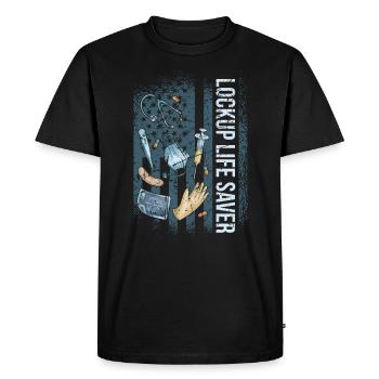 Infirmière correctionnelle sauveuse en milieu fermé - T-shirt Premium bio Homme - noir - Devant - Nico (187cm)