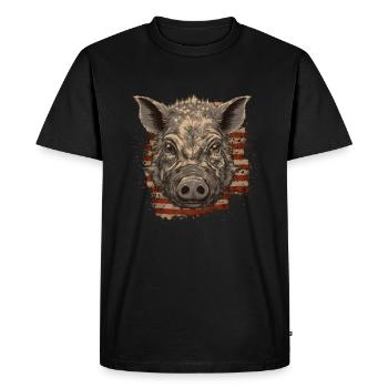Hog Hunter - Men's Premium Organic T-Shirt - black - Front - Nico (187cm)