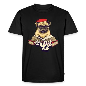 Obtenez Lit Pug - T-shirt Premium bio Homme - noir - Devant - Nico (187cm)