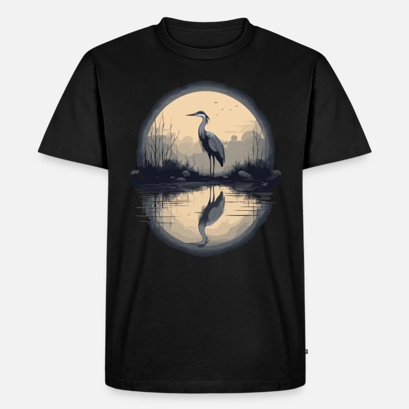 Majestätischer Graureiher - Männer Premium Bio T-Shirt - Schwarz