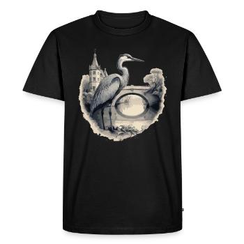 Héron cendré majestueux - T-shirt Premium bio Homme - noir - Devant - Nico (187cm)