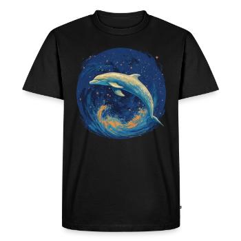 Dolphin In Starry Night Pièce unique pour - T-shirt Premium bio Homme - noir - Devant - Nico (187cm)
