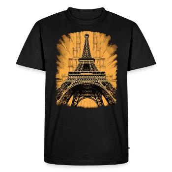 Iconic Eiffel Tower Parisian Architectural Romanticism - Men's Premium Organic T-Shirt - black - Front - Nico (187cm)