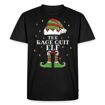 The Rage Quit Elf Video Gaming - Men's Premium Organic T-Shirt - black - Front - Nico (187cm)