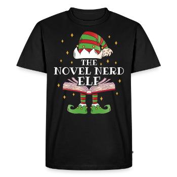 The Novel Nerd Elf Book Reading - Men's Premium Organic T-Shirt - black - Front - Nico (187cm)