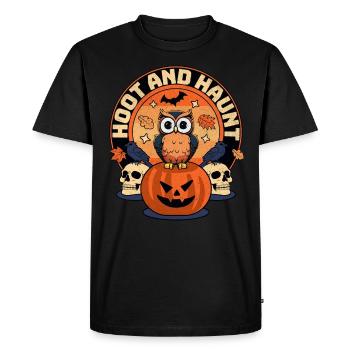 Scream et Spooky - Hibou d’Halloween - T-shirt Premium bio Homme - noir - Devant - Nico (187cm)