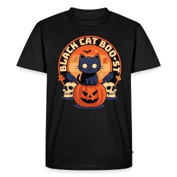 Black Cat Boo-st - Enchanting Halloween Spectacle - Men's Premium Organic T-Shirt - black - Front - Nico (187cm)