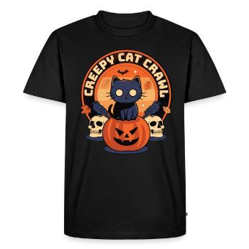 Creepy Cat Crawl - Spooktacular Halloween Mystique - Men's Premium Organic T-Shirt - black - Front - Nico (187cm)