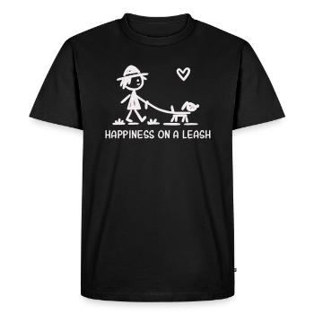 Le bonheur en laisse - Plaisir de promener son chien - T-shirt Premium bio Homme - noir - Devant - Nico (187cm)
