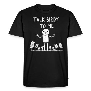 Chirpy Conversations Bird Whisperer Doodle - Men's Premium Organic T-Shirt - black - Front - Nico (187cm)