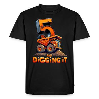 Anniversaire du grand bâtisseur de cinq ans - T-shirt Premium bio Homme - noir - Devant - Nico (187cm)
