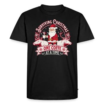 Surviving Christmas – Coffee Enthusiast - Men's Premium Organic T-Shirt - black - Front - Nico (187cm)