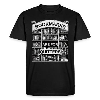 Bookshelf art with bookmarks is something for - Men's Premium Organic T-Shirt - black - Front - Nico (187cm)