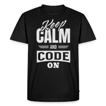 Garder son calme et programmer – Inspiration pour - T-shirt Premium bio Homme - noir - Devant - Nico (187cm)