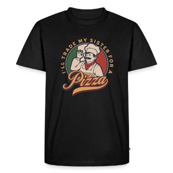Pizza Over Sister - Conception d’humour familial drôle - T-shirt Premium bio Homme - noir - Devant - Nico (187cm)