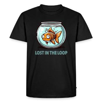 Lost In The Loop - Goldfish's Endless Journey - Men's Premium Organic T-Shirt - black - Front - Nico (187cm)