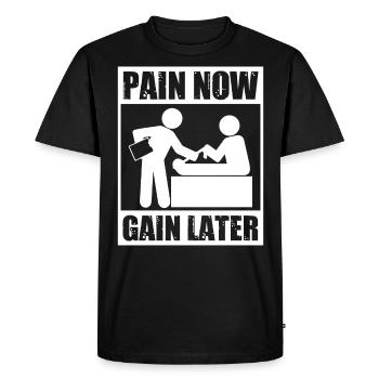 Pain now, more later – Endurance Therapist - Men's Premium Organic T-Shirt - black - Front - Nico (187cm)