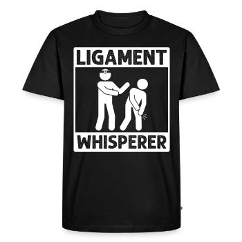 Gourou des soins ligamentaires – Maîtrise de la - T-shirt Premium bio Homme - noir - Devant - Nico (187cm)