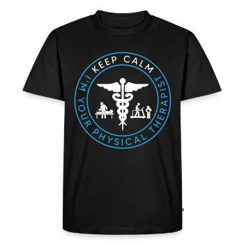 Repos et soins – la promesse de votre - T-shirt Premium bio Homme - noir - Devant - Nico (187cm)