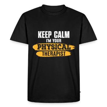 Restez calme, une thérapie experte à venir - - T-shirt Premium bio Homme - noir - Devant - Nico (187cm)