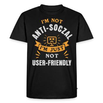 Pas antisocial, juste respectueux du code - T-shirt Premium bio Homme - noir - Devant - Nico (187cm)