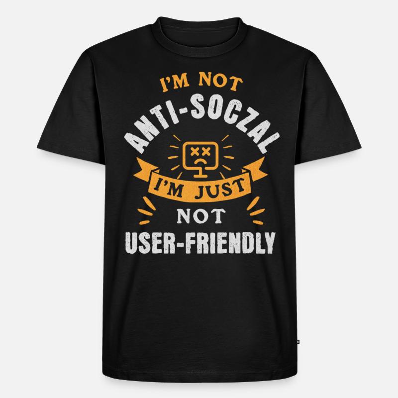 Not Anti-Social, Just Code-Friendly - Männer Premium Bio T-Shirt - Schwarz
