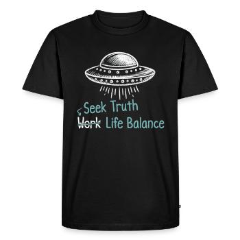À la recherche de la vérité Vie Équilibre OVNI Alien - T-shirt Premium bio Homme - noir - Devant - Nico (187cm)