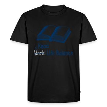 Read Work Life Balance – Bookworm Book Reading - Men's Premium Organic T-Shirt - black - Front - Nico (187cm)