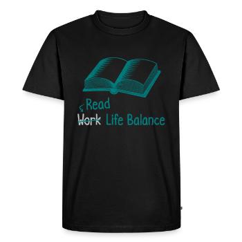 Read Work Life Balance – Bookworm Book Reading - Men's Premium Organic T-Shirt - black - Front - Nico (187cm)