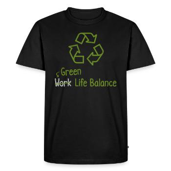 Green Work Life Balance – Earth Day - Men's Premium Organic T-Shirt - black - Front - Nico (187cm)