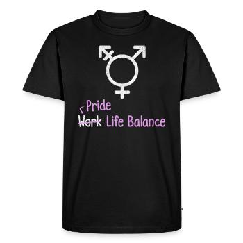 Équilibre entre vie professionnelle et vie privée – Transgenre Lqbt - T-shirt Premium bio Homme - noir - Devant - Nico (187cm)