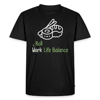 Roll Work Life Balance - Sushi Lover - Men's Premium Organic T-Shirt - black - Front - Nico (187cm)