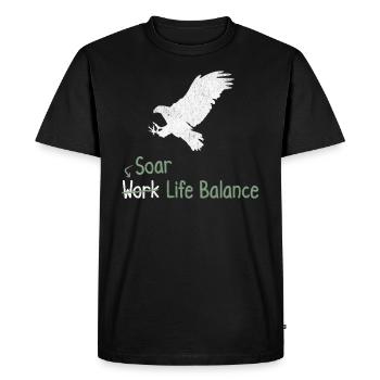 Soar Work Life Balance – Hawk - Men's Premium Organic T-Shirt - black - Front - Nico (187cm)