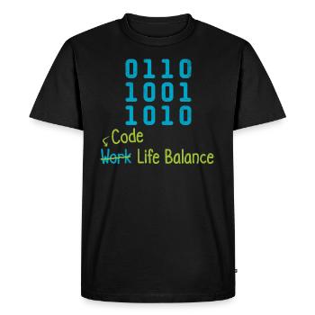 Coder l’équilibre entre vie professionnelle et vie privée – Programmeurs et - T-shirt Premium bio Homme - noir - Devant - Nico (187cm)