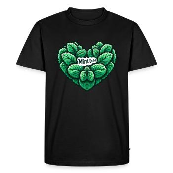 Menthe à être - Amour frais et rires feuillus - T-shirt Premium bio Homme - noir - Devant - Nico (187cm)