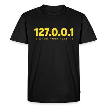 127.0.0.1 – A Programmer's Heart - Men's Premium Organic T-Shirt - black - Front - Nico (187cm)