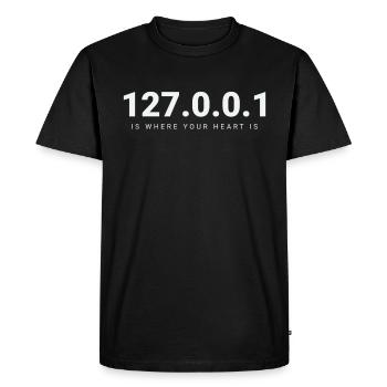 127.0.0.1 - Coders' Sanctuary - Men's Premium Organic T-Shirt - black - Front - Nico (187cm)
