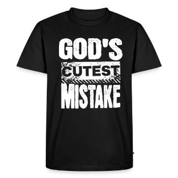 Revel In God's Cutest Mistake - Men's Premium Organic T-Shirt - black - Front - Nico (187cm)