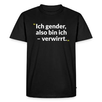Réflexion sur le genre – Entre et sagesse - T-shirt Premium bio Homme - noir - Devant - Nico (187cm)