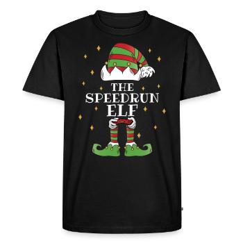 The Speedrun-Elf – Fast-paced through the season - Men's Premium Organic T-Shirt - black - Front - Nico (187cm)