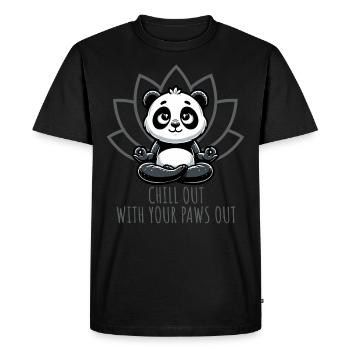 Chill Out With Your Paws Out Panda Yoga - Men's Premium Organic T-Shirt - black - Front - Nico (187cm)