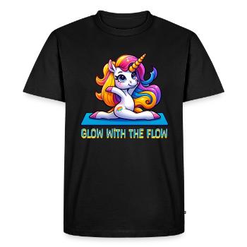 Glow With The Flow Unicorn Yoga - Men's Premium Organic T-Shirt - black - Front - Nico (187cm)