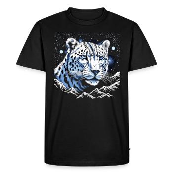 Gardien léopard des neiges céleste - T-shirt Premium bio Homme - noir - Devant - Nico (187cm)