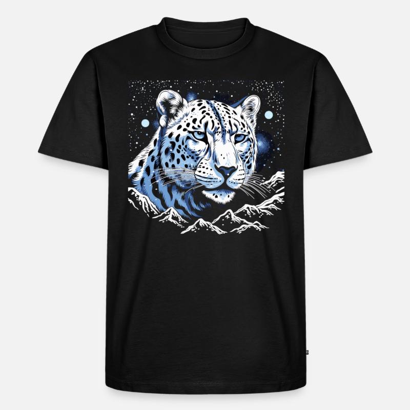 Gardien léopard des neiges céleste - T-shirt Premium bio Homme - noir