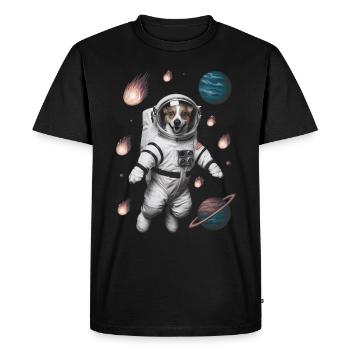Adventure Space Dog - Men's Premium Organic T-Shirt - black - Front - Nico (187cm)
